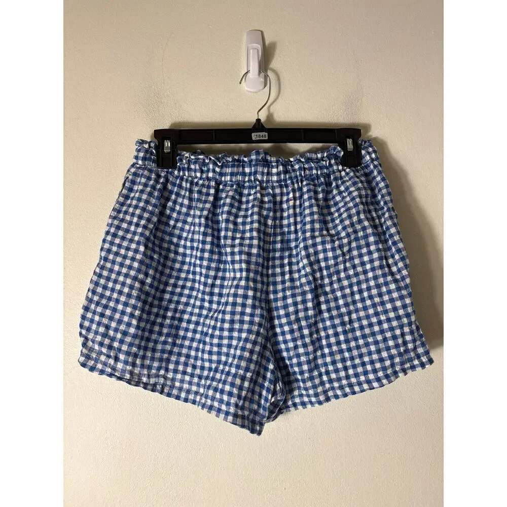 Xirena Blue White Check Cotton Shorts Set Sz XS